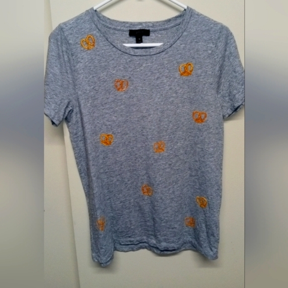 J CREW PRETZEL T-SHIRT IN HEATHER GRANITE Sz Medium - Picture 1 of 5